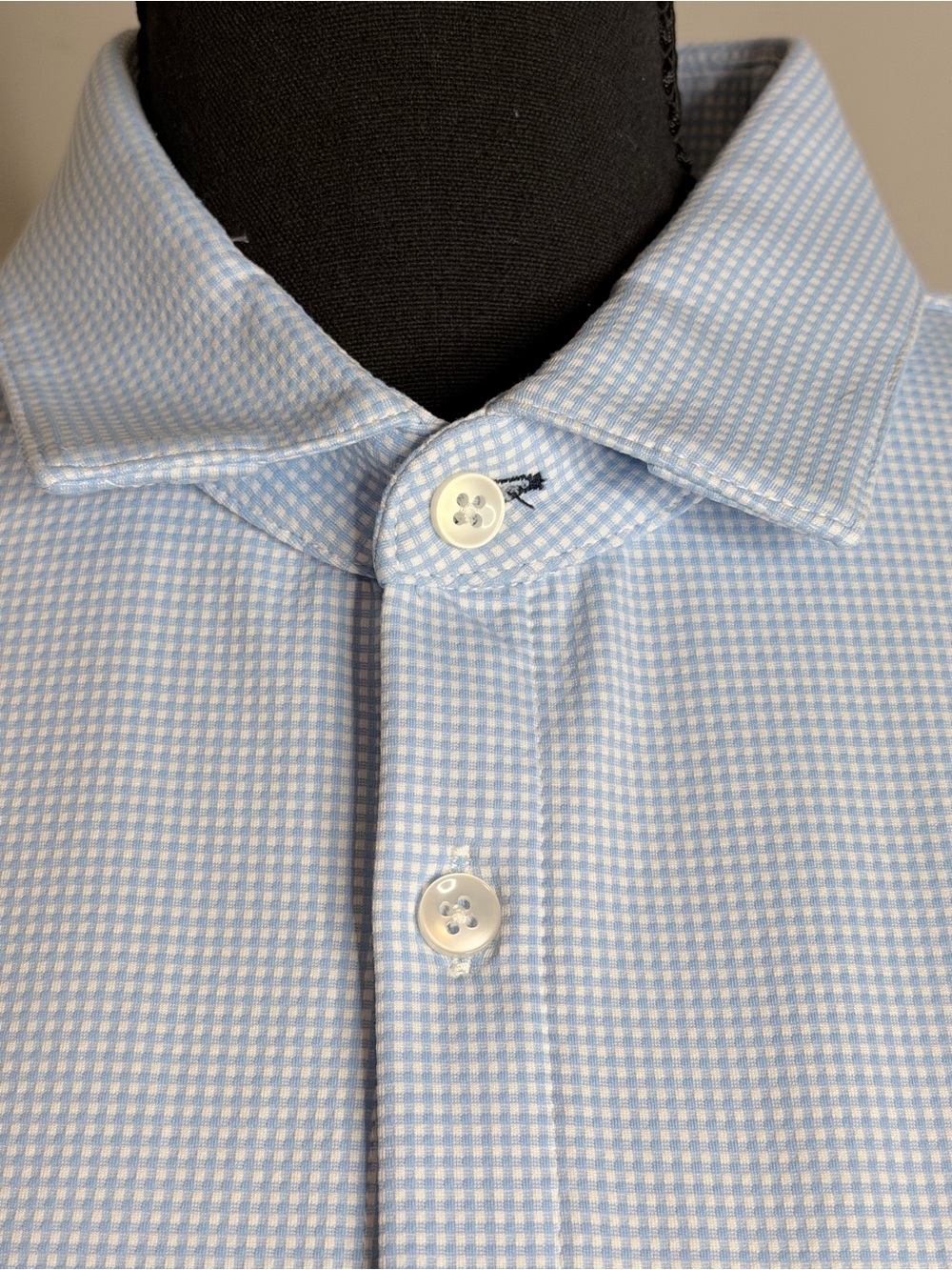 Mizzen+Main Spinnaker Blue White Check Trim Fit Dress Shirt XL Long Sleeve